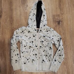 3/$20 Kids Star Pattern Gray Black Zip Hoodie, Sears Brand Unisex Size 10-12